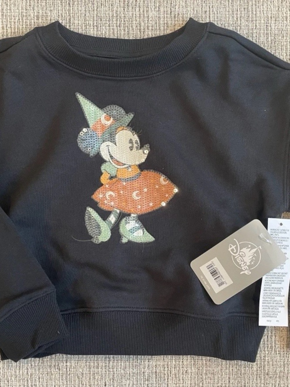 Disney Black Minnie Mouse Sequin Party Crewneck Sweatshirt